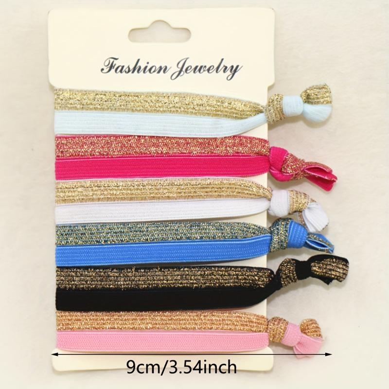 6pcs Colorful Knotted Hair Rope Ribbon Hair Tie Elastic Ponytail Holder