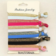 6pcs Colorful Knotted Hair Rope Ribbon Hair Tie Elastic Ponytail Holder