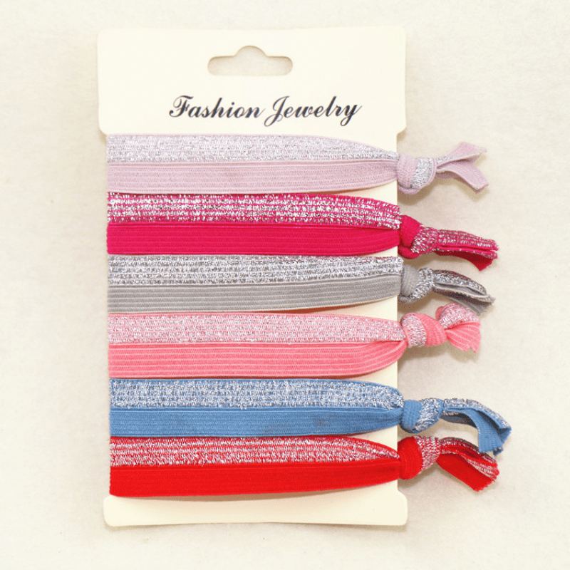 6pcs Colorful Knotted Hair Rope Ribbon Hair Tie Elastic Ponytail Holder