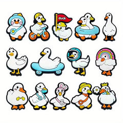 14pcs Little Cartoon Duck Shoe Charm DIY Sandals Decoration Clogs Shoe Buckle