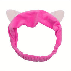 Deer Antlers Ears Headband Coral Fleece Hair Band for Spa Makeup