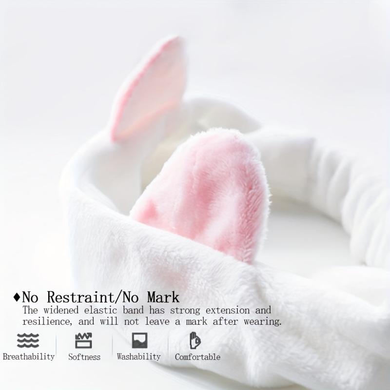 Deer Antlers Ears Headband Coral Fleece Hair Band for Spa Makeup