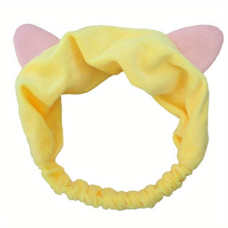 Deer Antlers Ears Headband Coral Fleece Hair Band for Spa Makeup