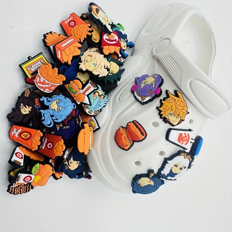 41PCS Cartoon Character PVC Shoe Floral Buckle Soft Rubber Bracelet Decorative