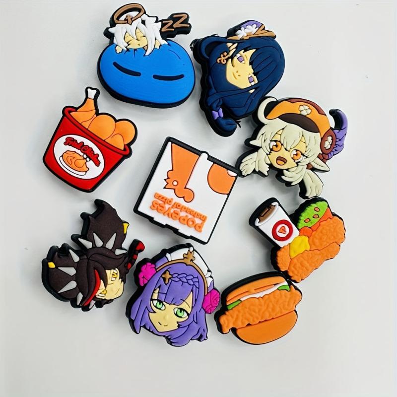 41PCS Cartoon Character PVC Shoe Floral Buckle Soft Rubber Bracelet Decorative