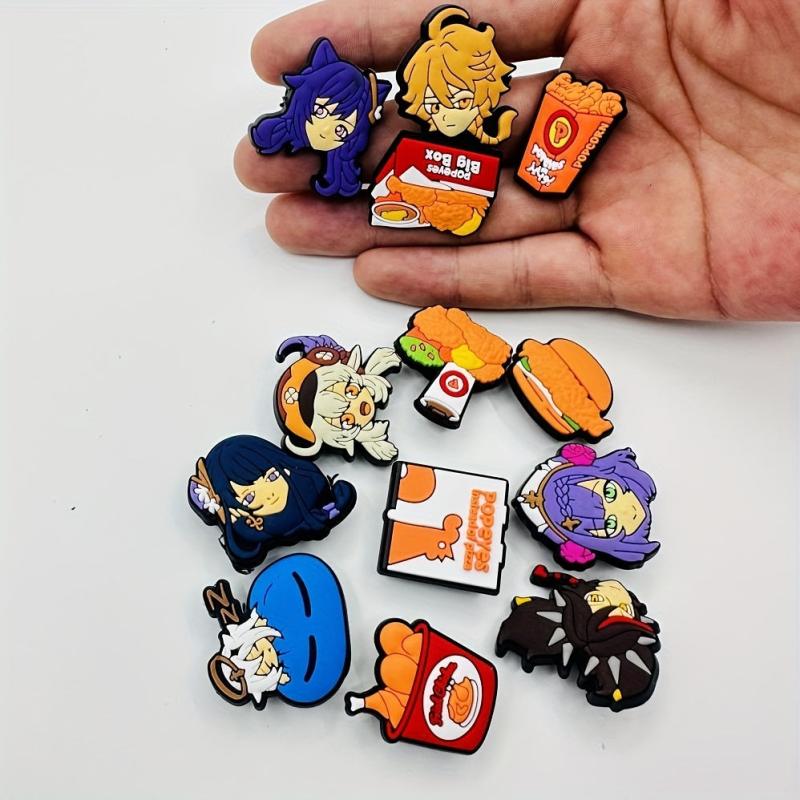 41PCS Cartoon Character PVC Shoe Floral Buckle Soft Rubber Bracelet Decorative