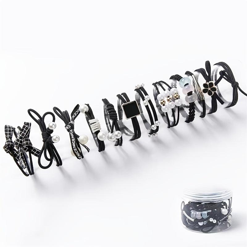 12pcs Elastic Hair Tie Hair Accessories For Women Rubber Band Ponytail Holders