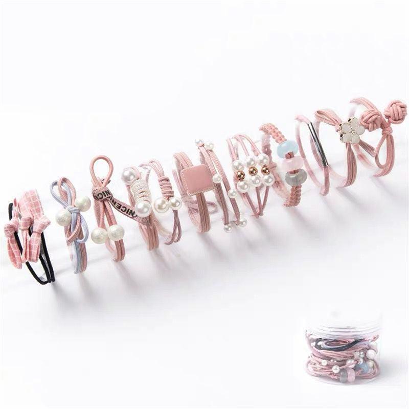 12pcs Elastic Hair Tie Hair Accessories For Women Rubber Band Ponytail Holders