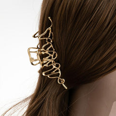 Wavy Irregular Shape Hair Claw Metal Shark Claw Non-slip Back Head Clip