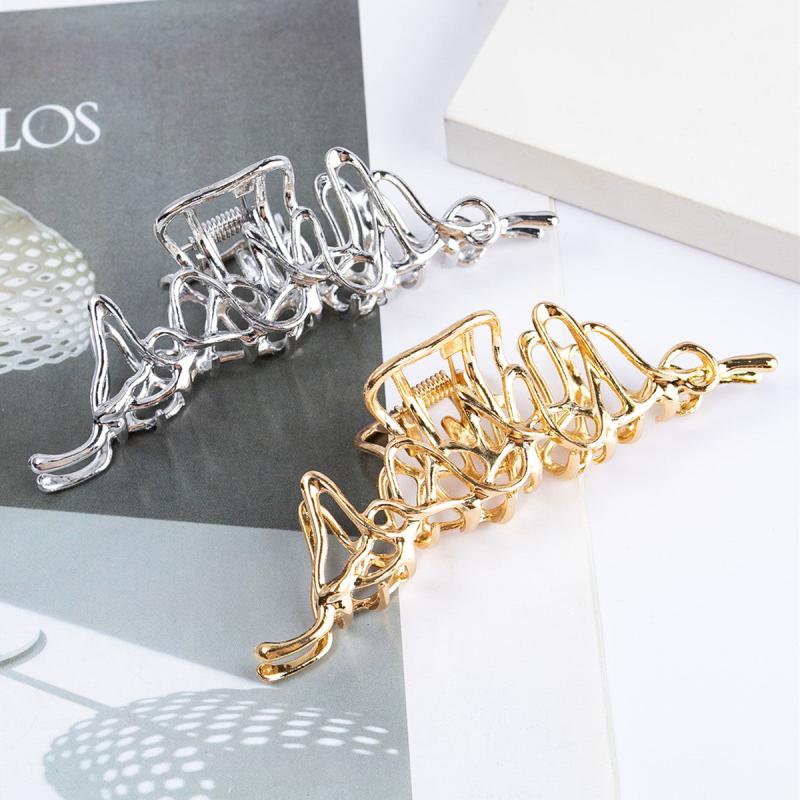 Wavy Irregular Shape Hair Claw Metal Shark Claw Non-slip Back Head Clip