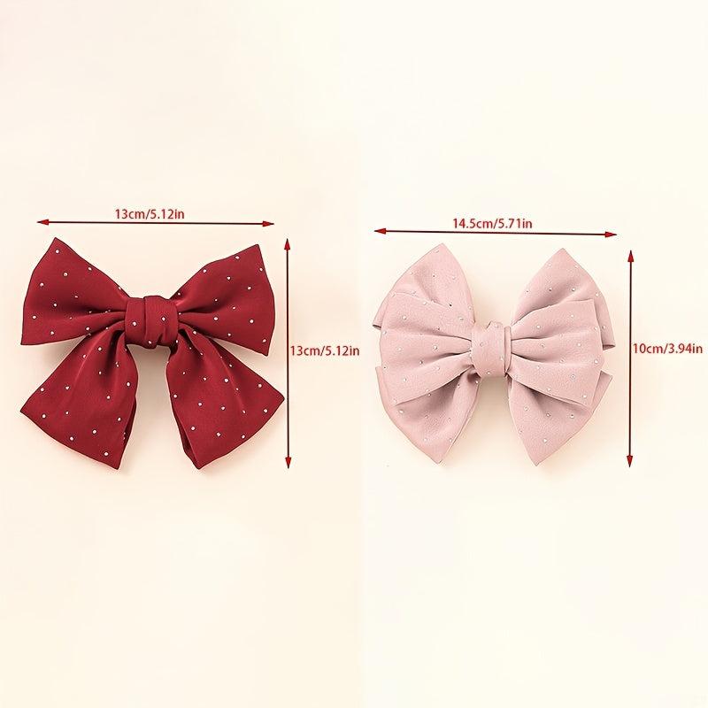 Sweet Rhinestone Bow Hair Clip for Women