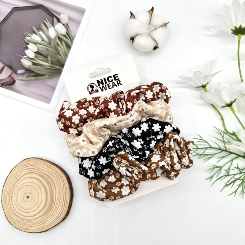 Colorful Floral Boho Large Scrunchies Hair Accessories