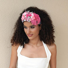Boho Flower Headband With Tassel Wide Brim Headdress
