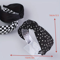 Polka Dot Checkered Headband Hair Band for Women Girls
