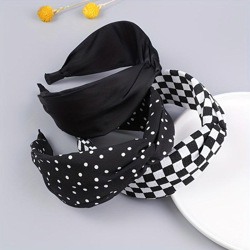 Polka Dot Checkered Headband Hair Band for Women Girls