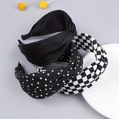 Polka Dot Checkered Headband Hair Band for Women Girls