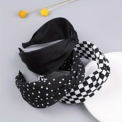 Polka Dot Checkered Headband Hair Band for Women Girls