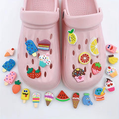 24pcs Cartoon Ice Cream Shoe Charms Resin DIY Accessories Clogs Buckle