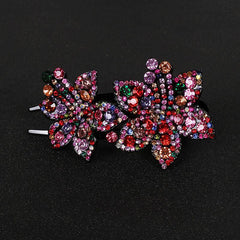 Colorful Rhinestone Flower Hair Claw Clip Retro Non Slip Strong Hold