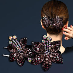 Colorful Rhinestone Flower Hair Claw Clip Retro Non Slip Strong Hold