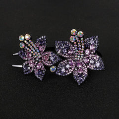 Colorful Rhinestone Flower Hair Claw Clip Retro Non Slip Strong Hold
