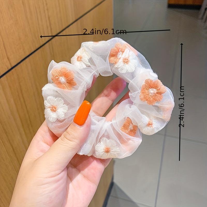 Organza Scrunchie Flower Decor Hair Tie for Women Girls