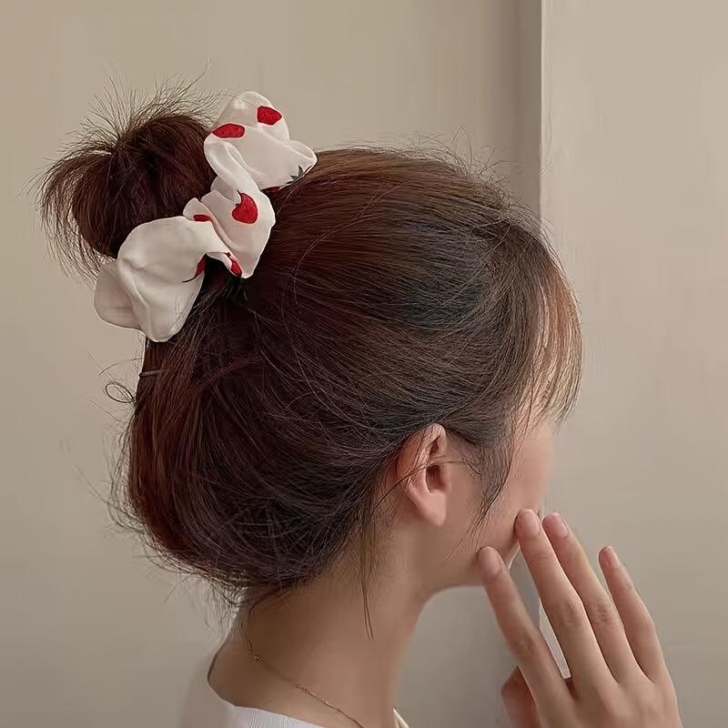 Organza Scrunchie Flower Decor Hair Tie for Women Girls