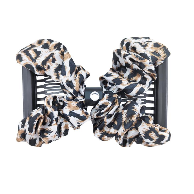 Vintage Magic Hair Combs Leopard Print Hair Side Comb Stretch Clips Bun Maker