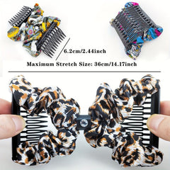 Vintage Magic Hair Combs Leopard Print Hair Side Comb Stretch Clips Bun Maker