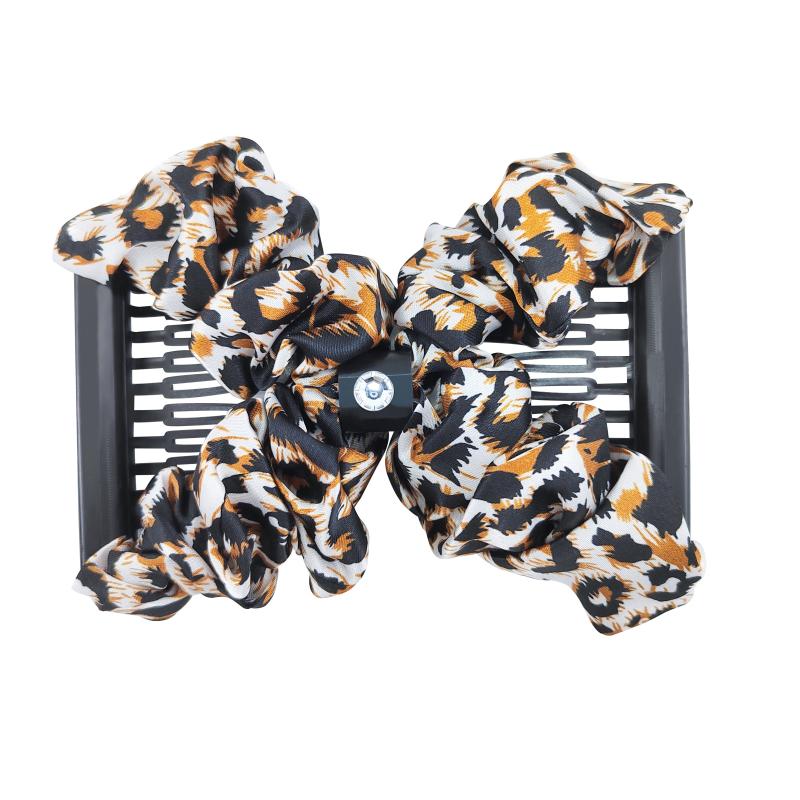 Vintage Magic Hair Combs Leopard Print Hair Side Comb Stretch Clips Bun Maker