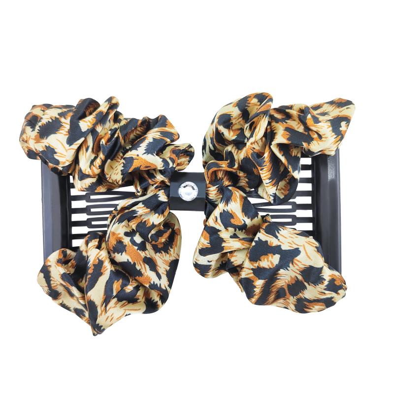 Vintage Magic Hair Combs Leopard Print Hair Side Comb Stretch Clips Bun Maker