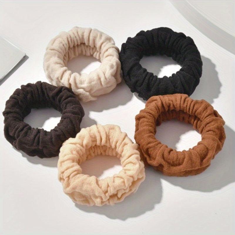 5pcs Thickened Pleated Hair Tie for Curly Hair Hairstyle