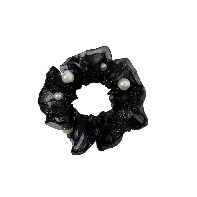 Organza Scrunchies Hair Tie with Pearl Decor