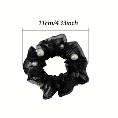 Organza Scrunchies Hair Tie with Pearl Decor