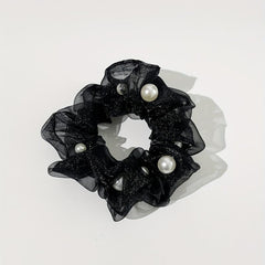 Organza Scrunchies Hair Tie with Pearl Decor