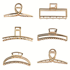 6pcs Metal Hair Claw Clip Metallic Hair Claw Ponytail Holder