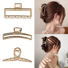 6pcs Metal Hair Claw Clip Metallic Hair Claw Ponytail Holder