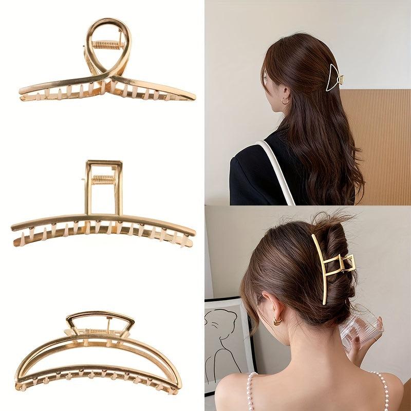 6pcs Metal Hair Claw Clip Metallic Hair Claw Ponytail Holder