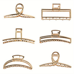 6pcs Metal Hair Claw Clip Metallic Hair Claw Ponytail Holder