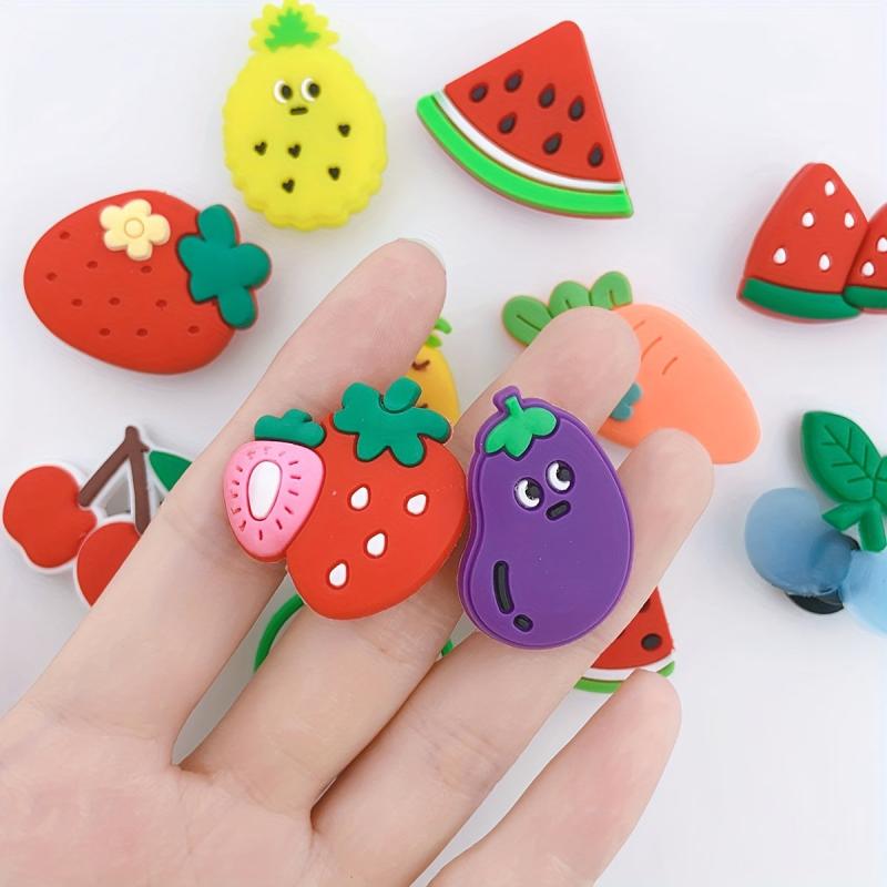 12pcs Cartoon Fruit Shoe Charm Strawberry Clogs DIY Decoration