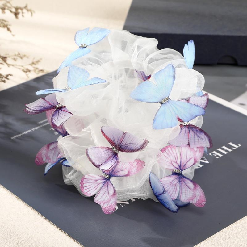 Mesh Butterfly Hair Ring Embroidery Large Hair Ring Female