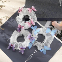 Mesh Butterfly Hair Ring Embroidery Large Hair Ring Female