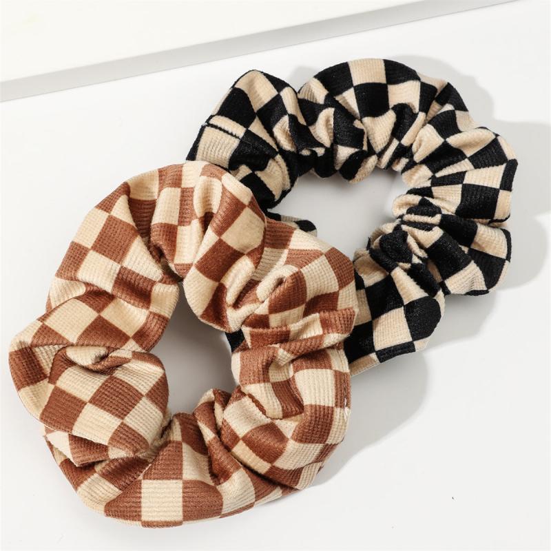 Velvet Plaid Hair Tie Scrunchies Large Colorful Retro Hair Accessories