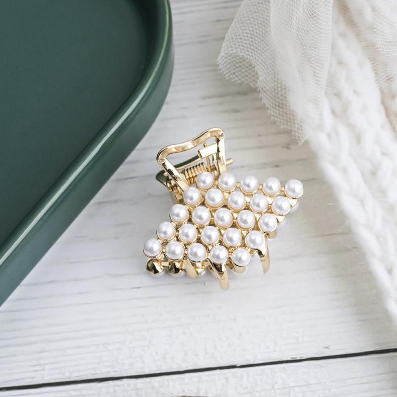 Faux Pearl Hair Claw Clip Strong Hold Grip Hair Jaw Clip