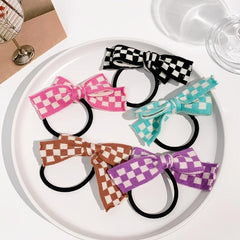 Colorful Plaid Bowknot Hair Tie Elastic Hair Tie Hair Accessories For Women