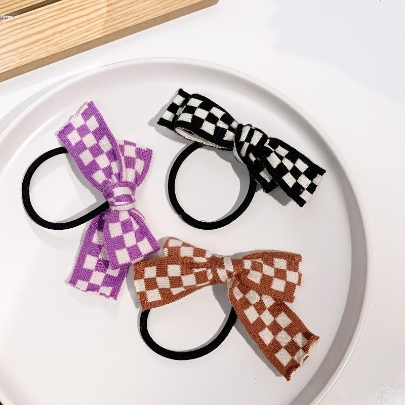 Colorful Plaid Bowknot Hair Tie Elastic Hair Tie Hair Accessories For Women
