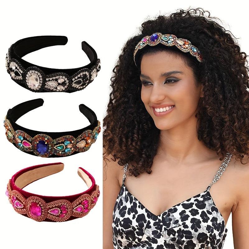 Colorful Rhinestone Padded Headband Sparkle Hair Band