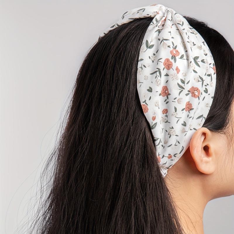Floral Printed Cross Headband Stretchy Headdress Hair Accessories