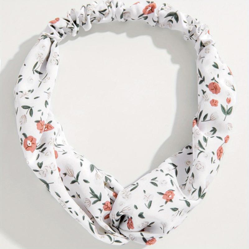 Floral Printed Cross Headband Stretchy Headdress Hair Accessories