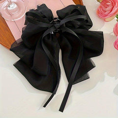 3pcs Mesh Large Bow Hair Claw Ponytail Holder